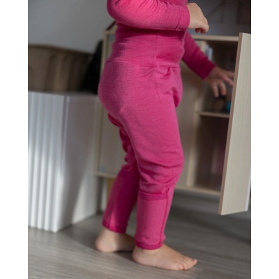 Cosilana Rostoucí kalhoty z merino vlny a hedvábí s přehrnutím růžové