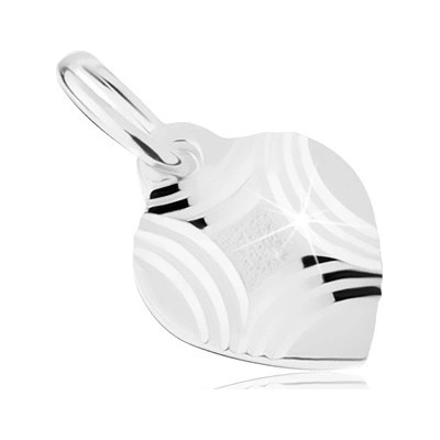 Šperky eshop Stříbrný 925 přívěsek srdíčkovitý lístek s ozdobným gravírováním SP19.21