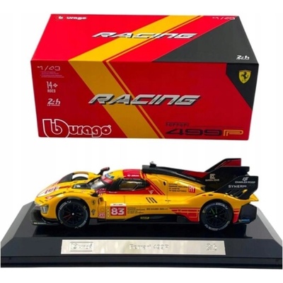 Bburago Osobní automobil kovový model Ferrari 499P žlutý #83 1:43