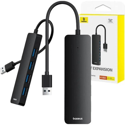 Baseus 4в1 хъб Baseus UltraJoy Lite, USB-A към USB 3.0, 15 cm, черен (B0005280B111-00)