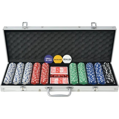 vidaXL Покер комплект с 500 чипа, алуминий (80182)
