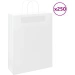 vidaXL Хартиени торбички 250 бр с дръжки бели 32x12x42 см (4101620)