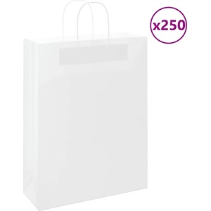 vidaXL Хартиени торбички 250 бр с дръжки бели 32x12x42 см (4101620)