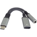 PremiumCord Redukce USB-C /3,5mm jack s DAC chipem + USB-C pro nabíjení 13cm 8592220022891