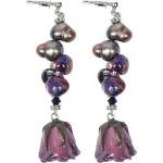 Dannyra Обици с естествена роза, сладководни перли и стъклени мъниста Night Rose Dannyra Jewels