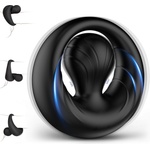 SuperLove Vibrating Cock Ring with Flexible Clitoral Bulb Stimulator Black