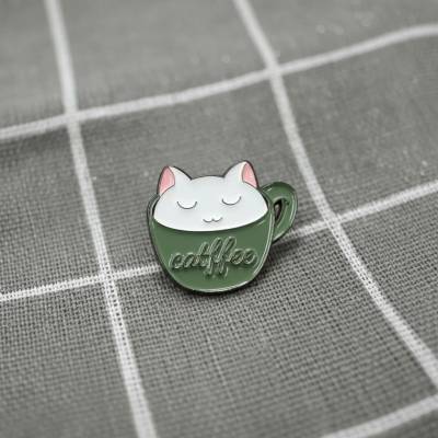 Pinarna Catffee bílá kočička v zeleném hrníčku