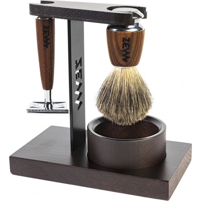 Zew Wet Shaving Set holicí strojek + miska na holicí přípravky + kosmetický štětec na holení + mýdlo na holení 85 ml dárková sada
