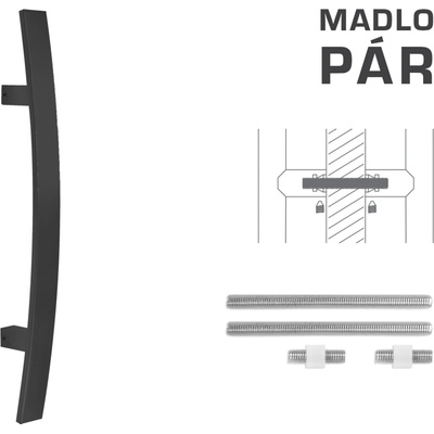 MPkovania FT - MADLO kód K41C 40x10 mm UN pár Rozteč madla: 300 mm, Rozmer profilu madla: 40x10 mm, Dĺžka: 500 mm