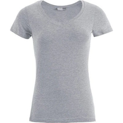 Promodoro 3086 Dámske tričko Slim Fit s výstrihom do V sivá sports