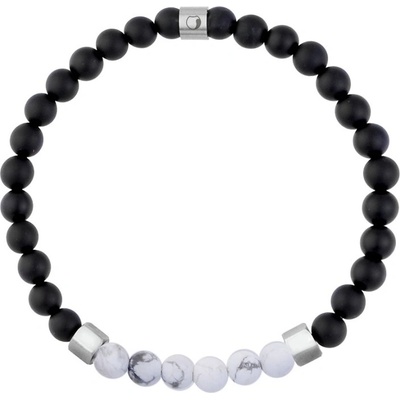 Manoki korálkový náramek Joseph Onyx bílý Howlit BA1048BW Bílá/čirá
