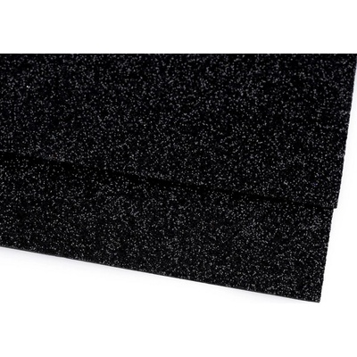 Pěnová guma Moosgummi s glitry černá 20x30 cm - 2ks