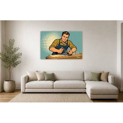 Obraz na plátně – Truhlář při práci s hoblíkem 135 × 90 cm