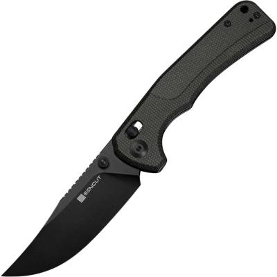 Sencut Slybolt Dark Green Canvas Micarta Handle Black 9Cr18MoV Crossbar Lock S25001A-1