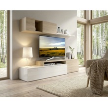 DEKIT-S-SPAIN Obývacia stena Elle glossy white, oak