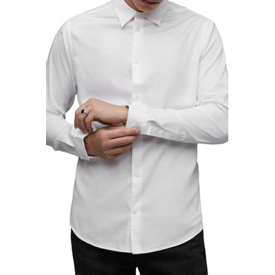 AllSaints Simmons pánska bavlnená košeľa slim s klasickým golierom MS248Z biela