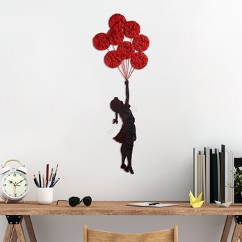 Asir Декорация за стена 100x34 см момиче метал/мъх (AS1993)