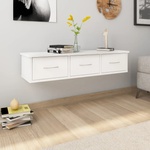 vidaXL Стенен рафт с чекмеджета, бял, 88x26x18, 5 см, инженерно дърво (800594) - egradina