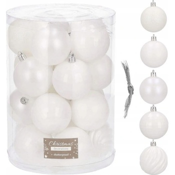 SPRINGOS Vianočné banky biele mix 6cm sada 20ks