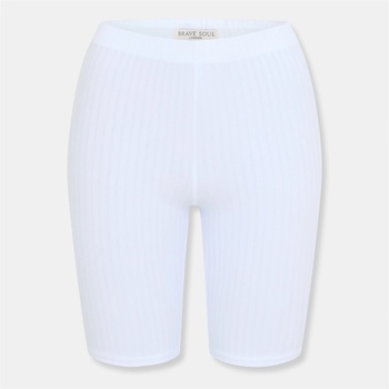 Brave Soul Къси панталони Brave Soul White Ribbed Cycling Shorts - White