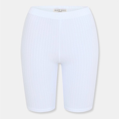 Brave Soul Къси панталони Brave Soul White Ribbed Cycling Shorts - White