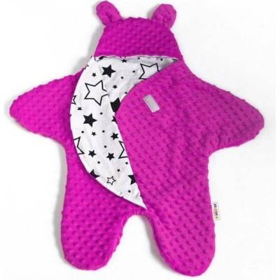 Baby Nellys Fusak s oušky minky sytě růžový
