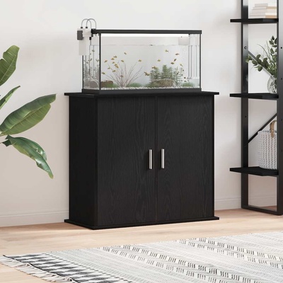 vidaXL Стойка за аквариум, черен дъб, 81x36x73 см, инженерно дърво (862155)
