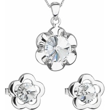Evolution Group sada s krištálmi Swarovski náušnice retiazka a prívesok biela kytička 39173.1