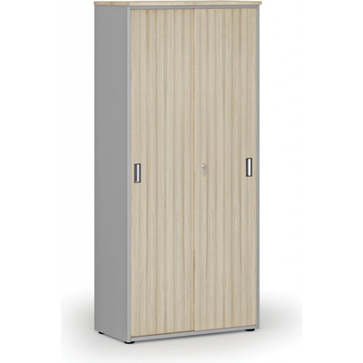 Primo Skriňa so zasúvacími dverami GRAY, 1781 x 800 x 420 mm, sivá/dub prírodný