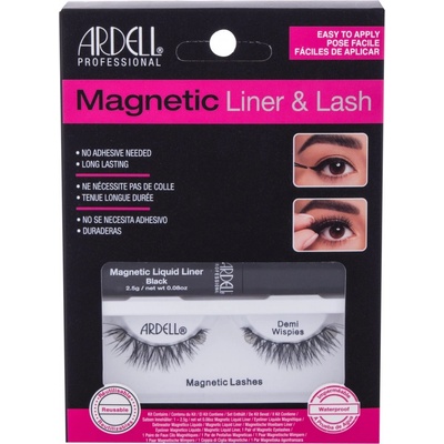 Ardell Magnetic Liner & Lash Demi Wispies Black 1 pár + magnetická gélová linka 2 g Black + štetec na linku