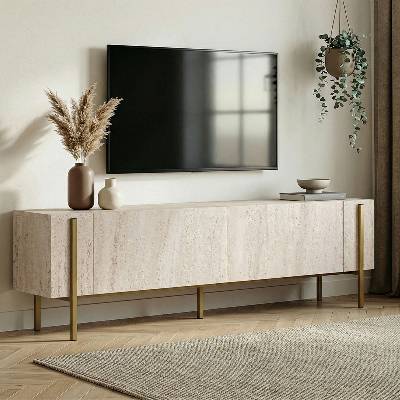 TopMebel Nexus TopMebel ТВ шкаф от меламин в цвят травертин-злато, 180x30x45.5 см