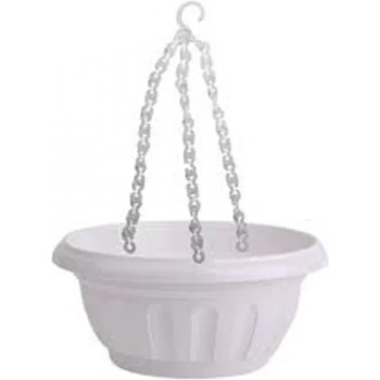 Image 1 of Висяща саксия икебана ф25 см. бяла със синджир