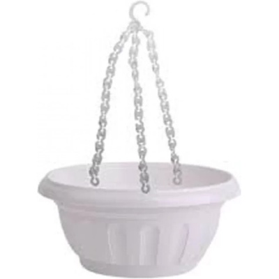 Висяща саксия икебана ф25 см. бяла със синджир