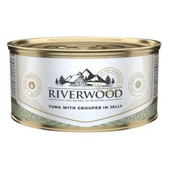 Riverwood - Висококачествена консервирана храна за котки над 1 година, с риба тон с групер в желе, 85 гр. / 3 броя