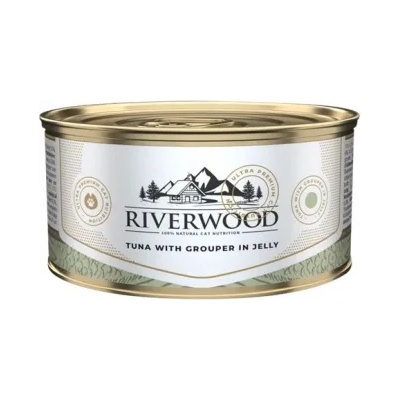 Riverwood - Висококачествена консервирана храна за котки над 1 година, с риба тон с групер в желе, 85 гр. / 3 броя