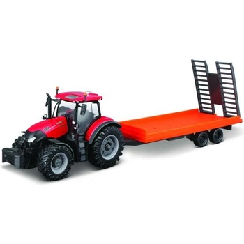 Bburago Bburago Farm 10см трактор с ремарке - Case IH Optum CVX 300 с ремарке за ниско натоварване
