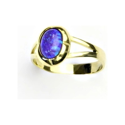 Čištín Zlatý prsten žluté zlato fialový syntetický opál T 1374