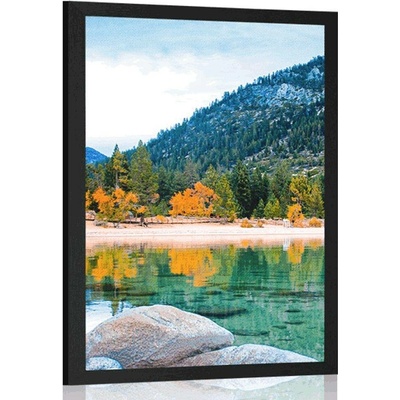 Plakát jezero v nádherné přírodě - 30x45 black