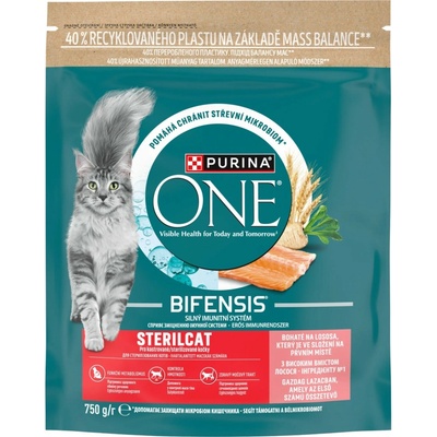 Purina ONE Bifensis Sterilised granule pro kočky losos 0,75 kg