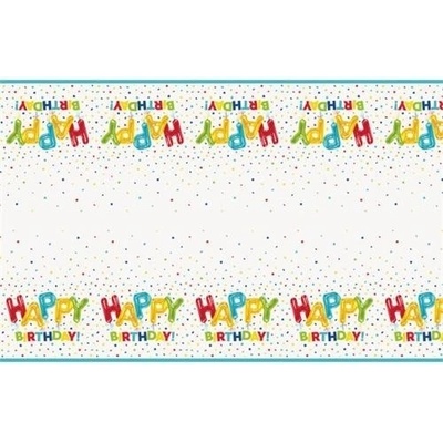 Plastový obrus konfetové Happy Birthday 137 x 213 cm
