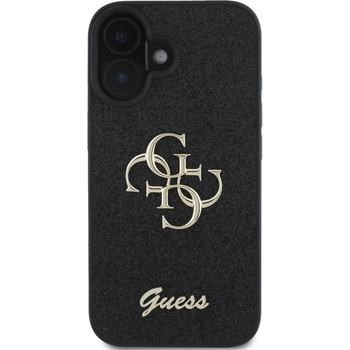 GUESS Калъф Guess - PU Fixed Glitter 4G Metal Logo, iPhone 16 Plus, черен (3666339328450)