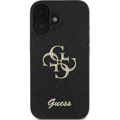 GUESS Калъф Guess - PU Fixed Glitter 4G Metal Logo, iPhone 16 Plus, черен (3666339328450)