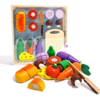 Tooky toys Зеленчуци за рязане в щайга, голям комплект (tki015)
