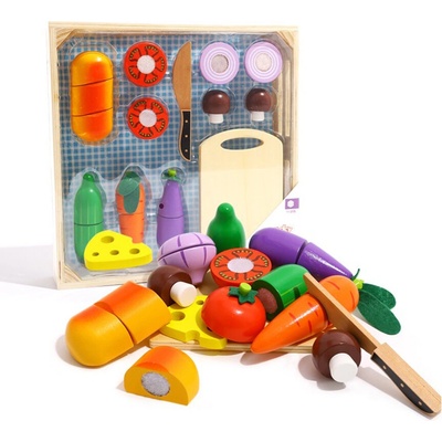 Tooky toys Зеленчуци за рязане в щайга, голям комплект (tki015)