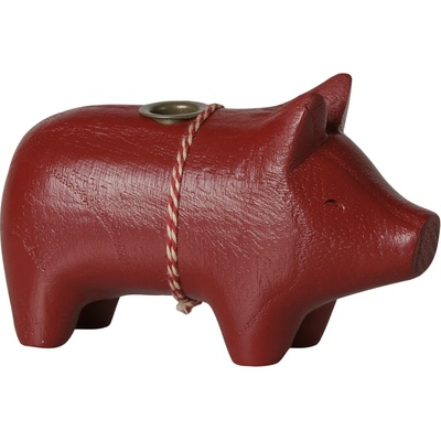 Maileg Svícen Wooden Red Pig Small