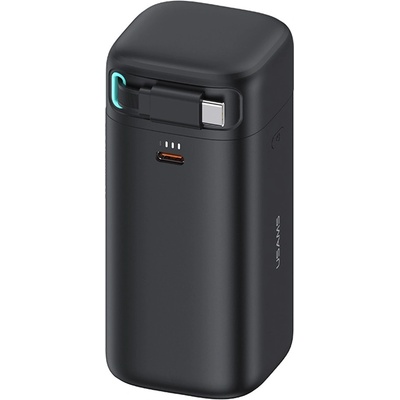 USAMS US-CD216 Power Bank PD 18000 mAh 45W - преносима външна батерия с USB-C порт и вграден USB-C кабел (черен)