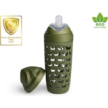 Herobility HeroEcoBottle skleněná kojenecká eko láhev forrest green 320 ml