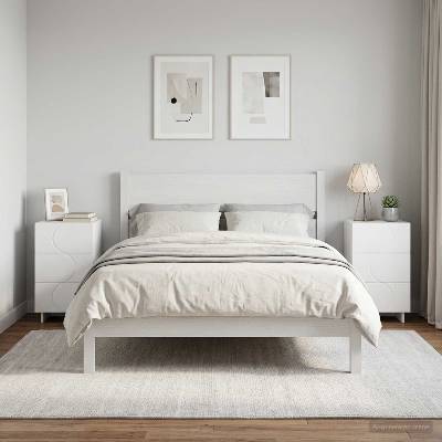 vidaXL Нощен шкаф 2 pcs Бяло 33, 5 x 34, 5 x 60 см Инженерна дървесина (8011424)