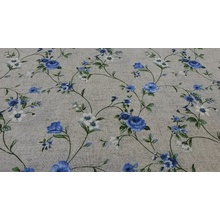 Dekorační látka Květy RAME modrá šíře 140 cm
