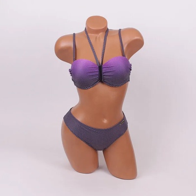 Лилав бански бриджитка с малки точици